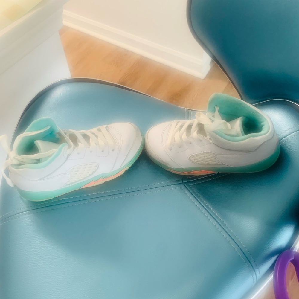 Jordan Kids Shoes with White and Orange Accents